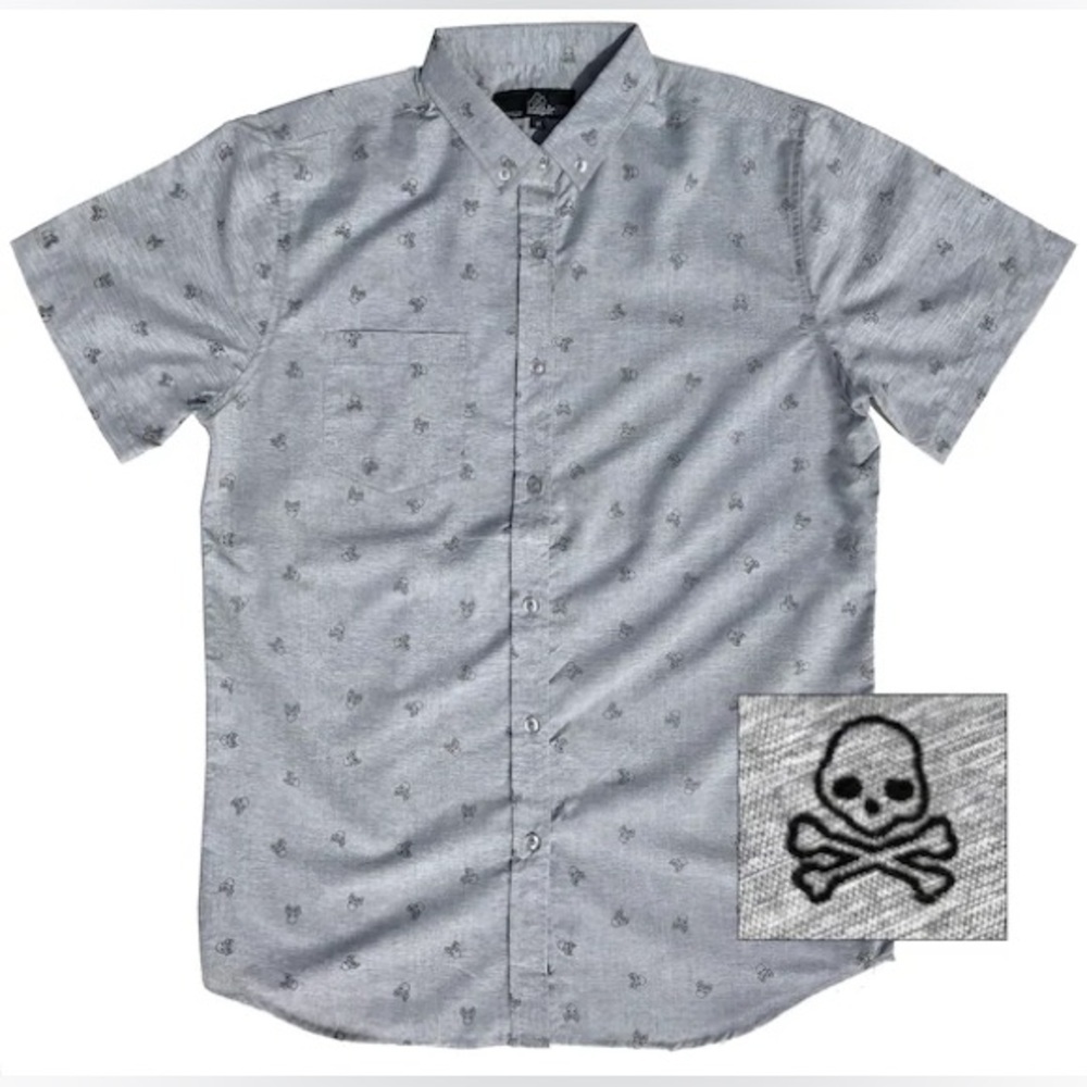 Molokai Surf Co Men’s Shark Pattern Short Sleeve Button Down Short Sleeve XL